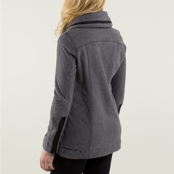 Lululemon Fleece Moto Jacket Black/Ambient Grey/Black Size 4 Full Zip - Picture 10 of 10